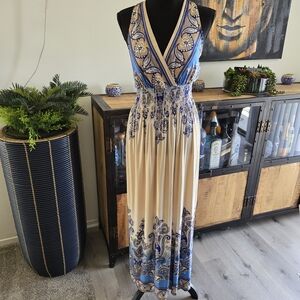 Bailey Blue Sleeveless Halter Maxi Dress for Weddings